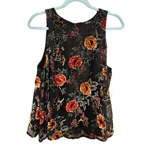 Miss Me Woman SZ L Velvet Burnout Floral Sleeveless Blouse Boho Dark Romantic